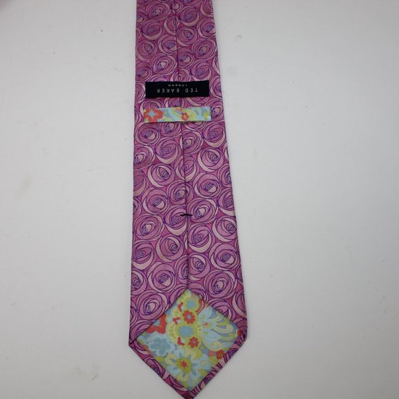 Ted Baker London 100% Imported Silk Tie Pink Hand Tailored in USA Neck Tie - Picture 4 of 8